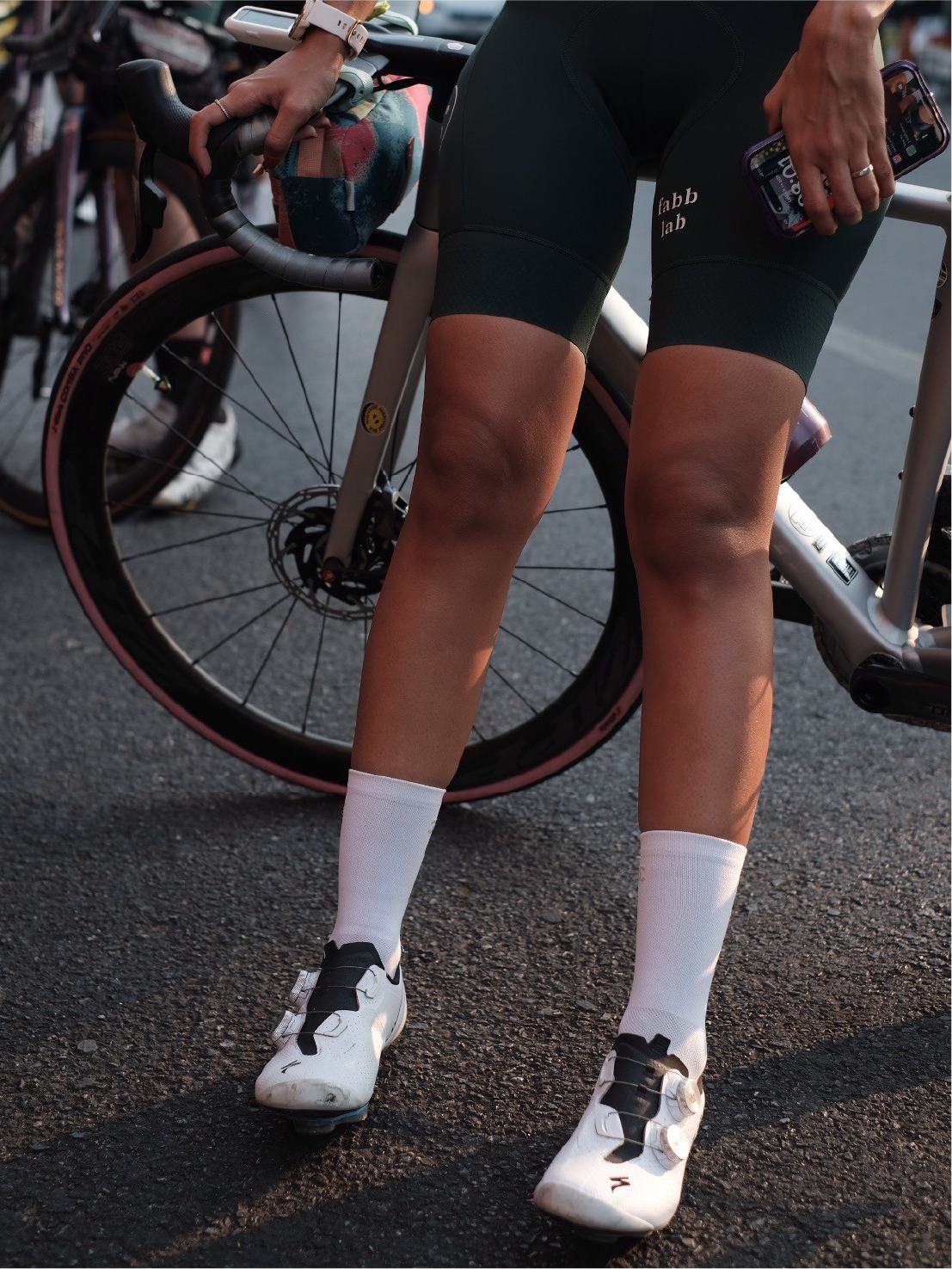 Logo bib shorts Green Women