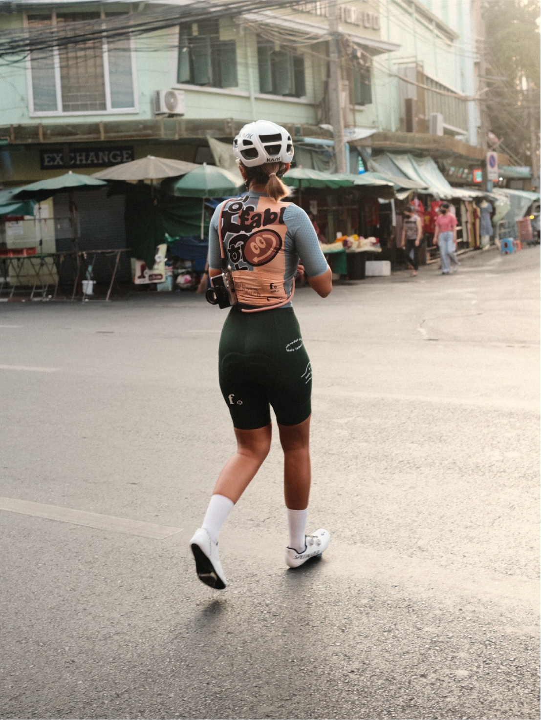 Logo bib shorts Green Women