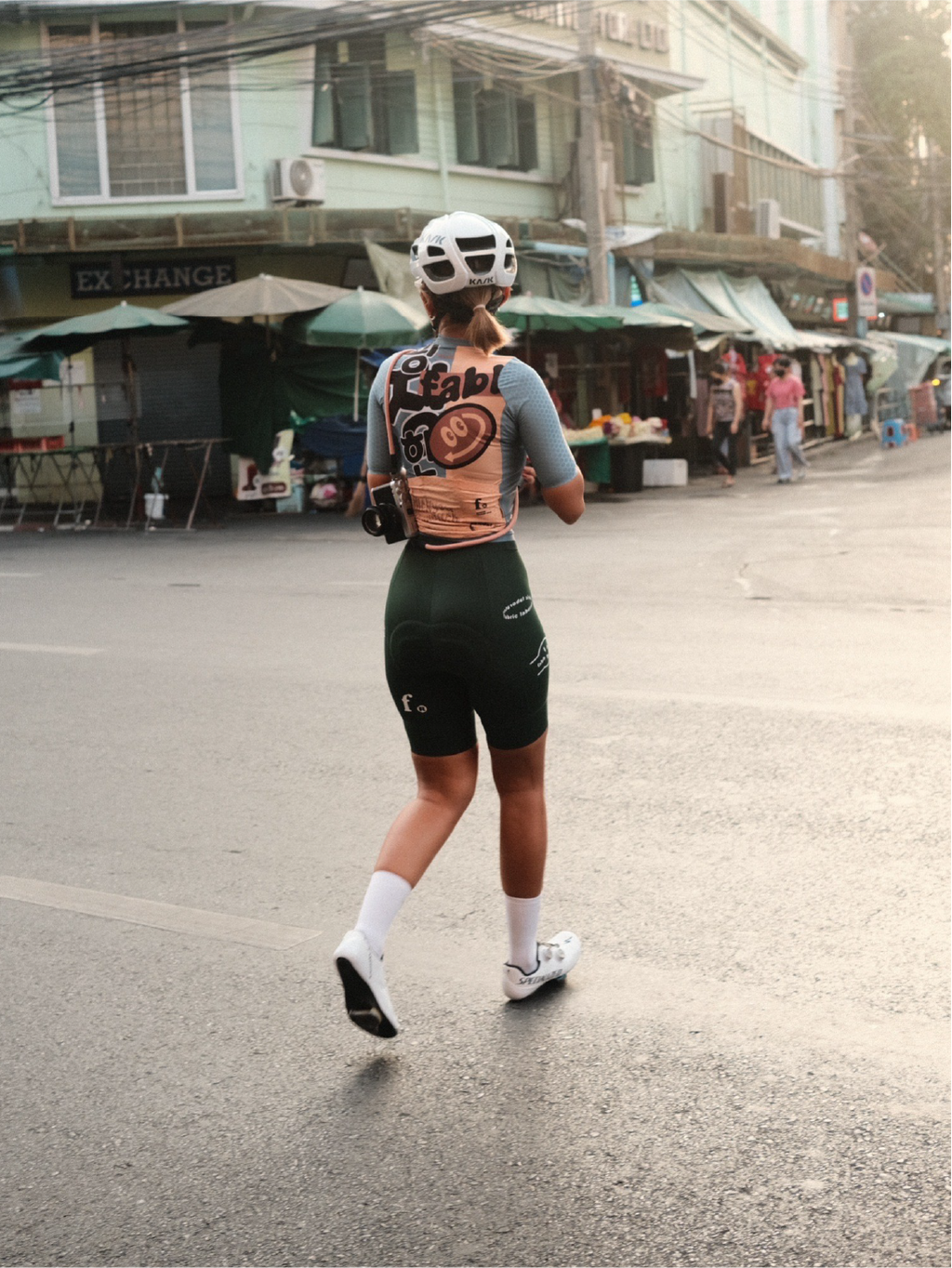 Logo bib shorts Green Women